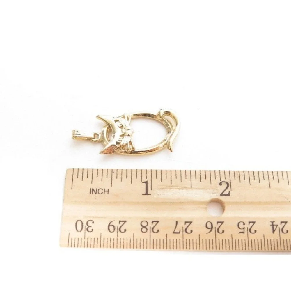 Vintage Gold Kitty Cat Outline‎ Pendant